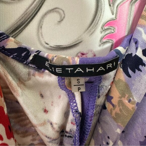 Elie tahari dress silk 100% Floral Purple Sleeveless Dress tank style flowers - Picture 5 of 8